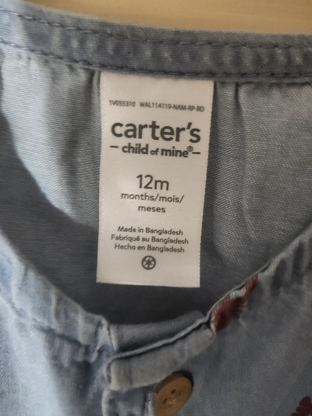Carter's Light Denim Romper with Red Lobster Print